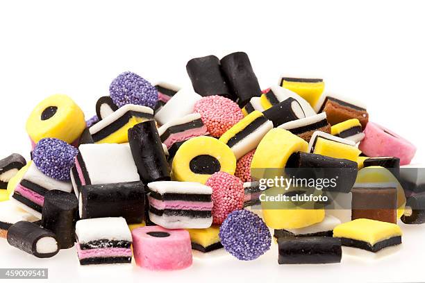 colourful licorice candy - allsorts stock pictures, royalty-free photos & images