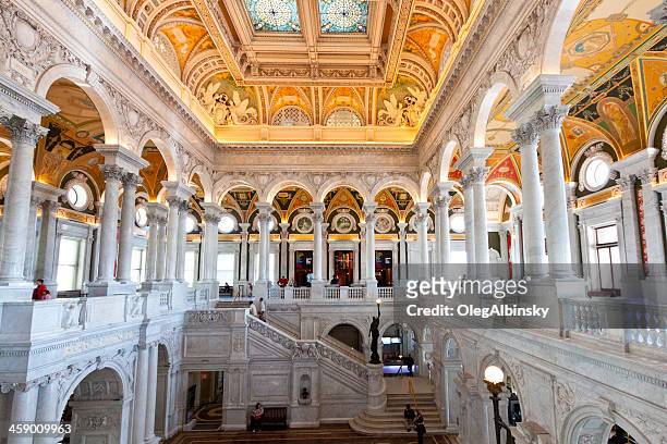 interior of the library of congress, washington dc - library of congress interior stock pictures, royalty-free photos & images