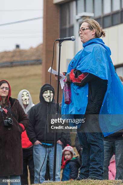 speaking at protest - rehtaeh parsons stock pictures, royalty-free photos & images