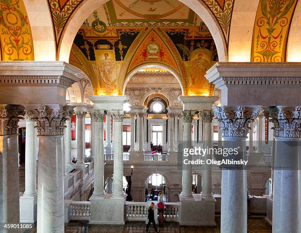 interior of the library of congress, washington dc - library of congress interior stock pictures, royalty-free photos & images