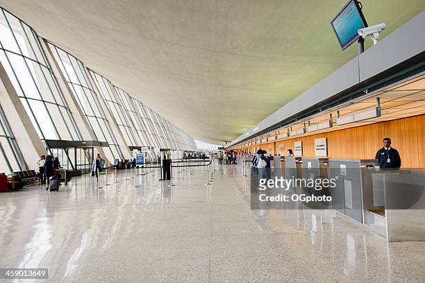 ticketing area of the dulles international airport - dulles stock pictures, royalty-free photos & images