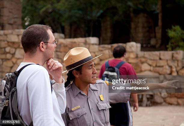 park ranger at the north rim grand canyon - parkwachter stockfoto's en -beelden