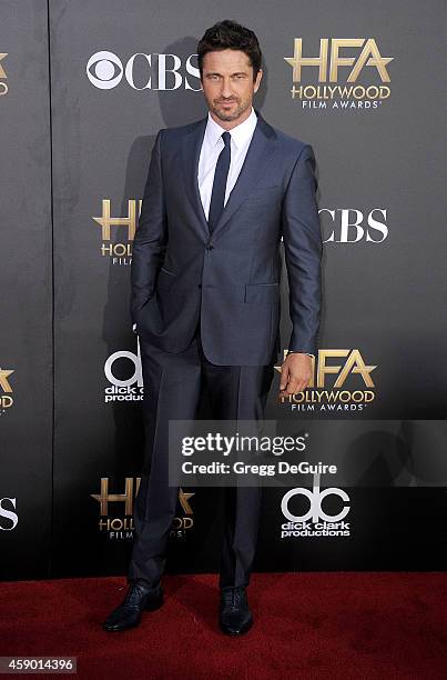 Actor Gerard Butler arrives at the 18th Annual Hollywood Film Awards at The Palladium on November 14, 2014 in Hollywood, California.