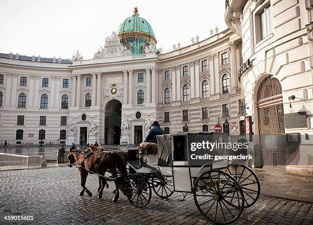 horsedrawn carriage in vienna - the hofburg complex stock pictures, royalty-free photos & images