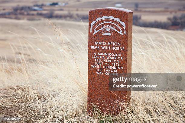 lakota warrior death markers at little bighorn battlefield monument - lakota culture stock pictures, royalty-free photos & images