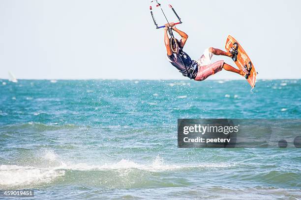 kiteboard action. - cabarete dominican republic stock pictures, royalty-free photos & images