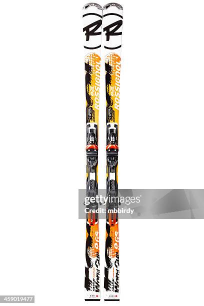 racing rossignol skis, isolated on white, clipping path - pair stock pictures, royalty-free photos & images