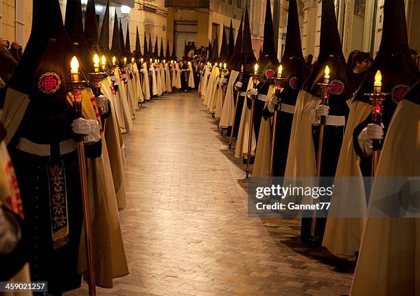 semana santa-prozession in cartagena, spanien - easter parade stock-fotos und bilder