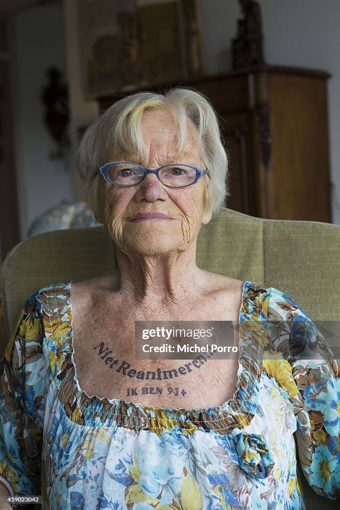 Elderly Dutch Woman Has medical Instructions Tattooed