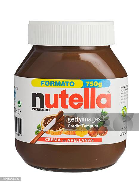 nutella spread. - nutella stockfoto's en -beelden