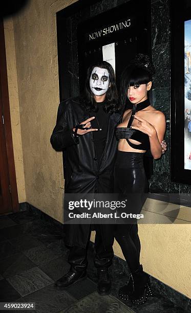 Actress Bai Ling who played Myca in the film poses with fans dressed as The Crow at the Nerds Like Us Presentation of "The Crow" 20th Anniversary...