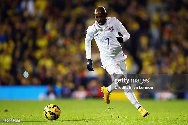 DaMarcus Beasley of the USA in action during the International Friendly between the USA and Colombia at Craven Cottage on November 14, 2014 in...