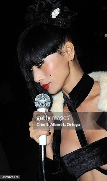 Actress Bai Ling does an interview at the Nerds Like Us Presentation of "The Crow" 20th Anniversary Midnight Screening and Q&A with Bai Ling held at...