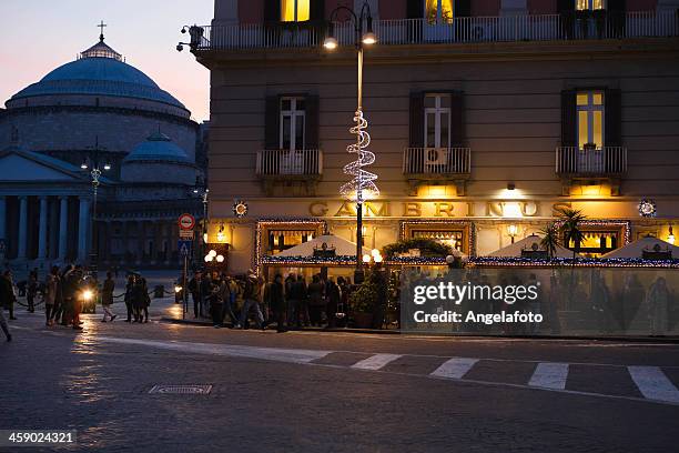 cafè gambrinus at evening, naples, italy - torino province stockfoto's en -beelden