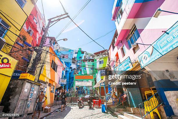 favela streets. - bar wide angle stock pictures, royalty-free photos & images