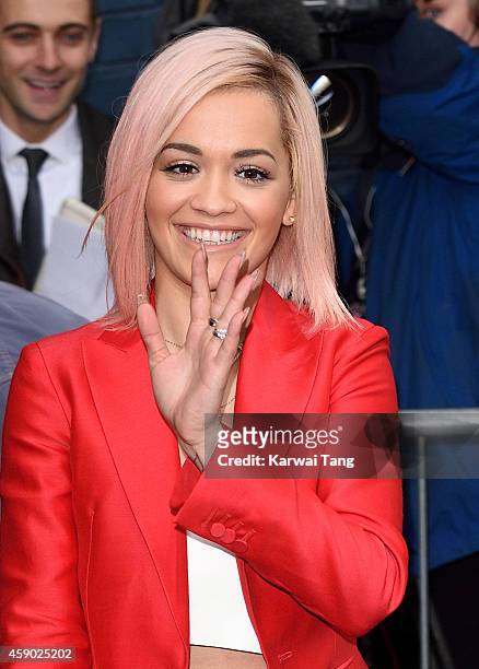 Rita Ora attends to record the Band Aid 30 single on November 15, 2014 in London, England.