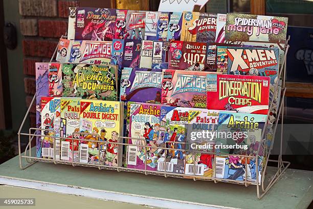 comic books for sale - comic book store stock pictures, royalty-free photos & images