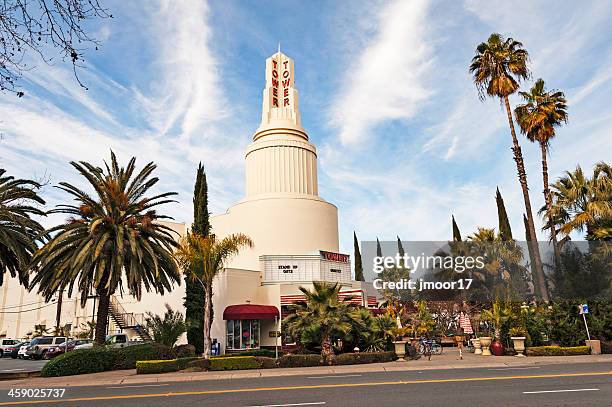 tower theater with road - sacramento stock pictures, royalty-free photos & images