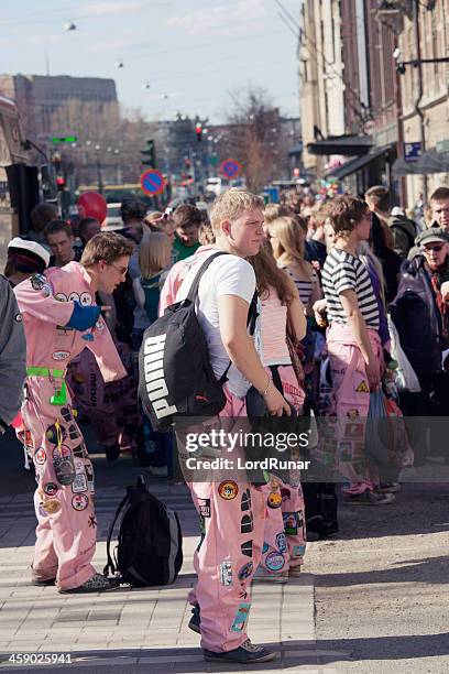 student walpurgis celebration - overall stockfoto's en -beelden