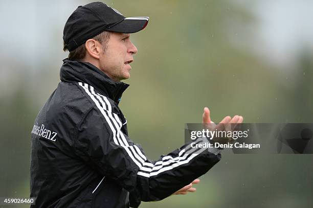 Coach Guido Streichsbier of Germany reacts during the international friendly match between U18 Germany and U18 Czech Republic on November 15, 2014 in...