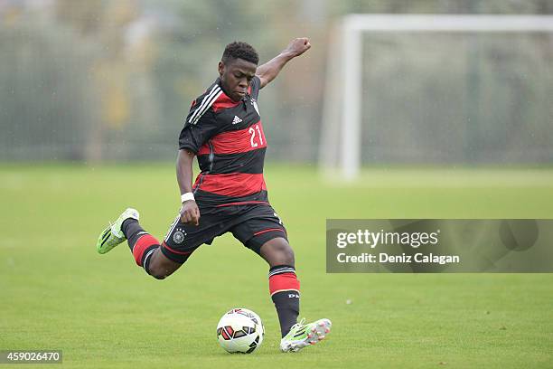 Kentu Malcolm Badu of Germany handles the ball during the international friendly match between U18 Germany and U18 Czech Republic on November 15,...