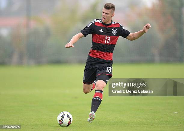 Erik Wekesser of Germany in action during the international friendly match between U18 Germany and U18 Czech Republic on November 15, 2014 in Side,...