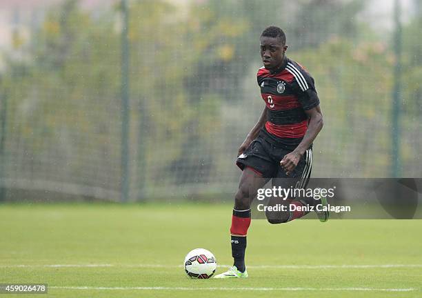 Prince Osei Owusu of Germany in action during the international friendly match between U18 Germany and U18 Czech Republic on November 15, 2014 in...