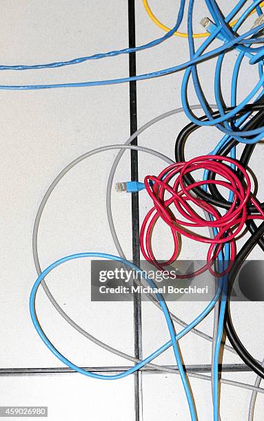 Network cables are plugged in a server room on November 10, 2014 in New York City. U.S. President Barack Obama called on the Federal Communications...