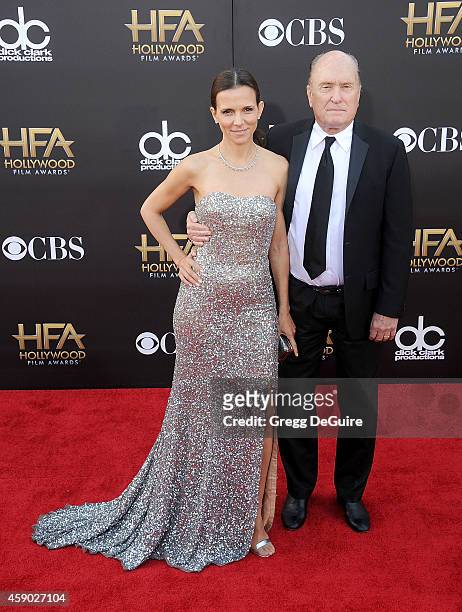 Actor Robert Duvall and wife Luciana Pedraza arrive at the 18th Annual Hollywood Film Awards at The Palladium on November 14, 2014 in Hollywood,...