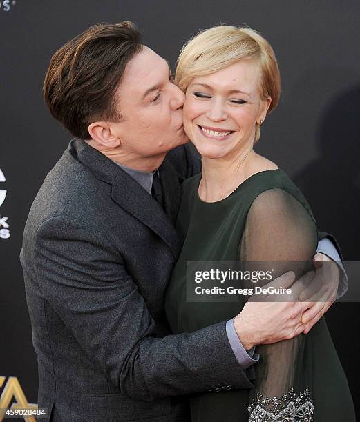 Actor Mike Myers and wife Kelly Tisdale arrive at the 18th Annual Hollywood Film Awards at The Palladium on November 14, 2014 in Hollywood,...