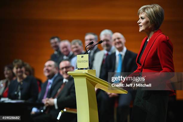 Nicola Sturgeon, gives her first key note speech as SNP party leader at the party's annual conference on November 15, 2014 in Perth, Scotland. Nicola...