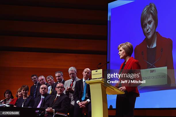 Nicola Sturgeon, gives her first key note speech as SNP party leader at the party's annual conference on November 15, 2014 in Perth, Scotland. Nicola...