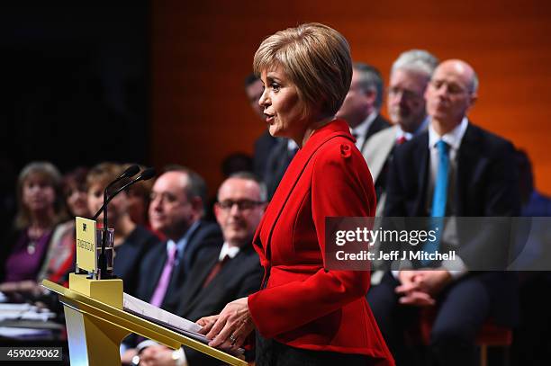 Nicola Sturgeon, gives her first key note speech as SNP party leader at the partys annual conference on November 15, 2014 in Perth, Scotland. Nicola...