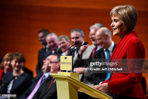 Nicola Sturgeon, gives her first key note speech as SNP party leader at the partys annual conference on November 15, 2014 in Perth, Scotland. Nicola...