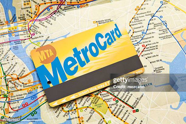 mta metro card with network map - mta stock pictures, royalty-free photos & images