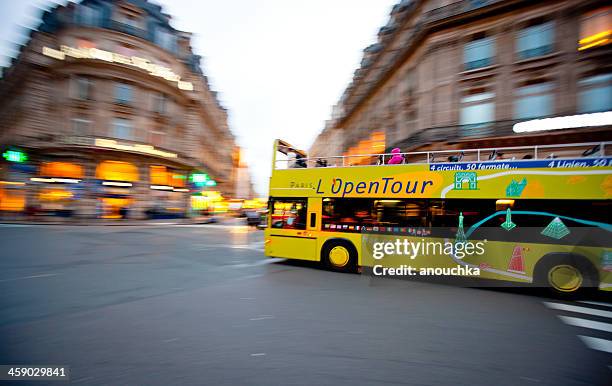 double-decker tour bus in paris, france - careen opera stock pictures, royalty-free photos & images