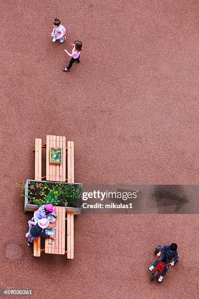 children playing - aerial view of childs playground stock pictures, royalty-free photos & images