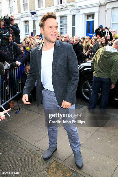 Olly Murs attends to record the Band Aid 30 single on November 15, 2014 in London, England.