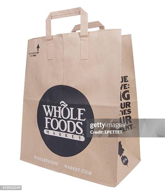 whole food grocery bag - whole foods market stock pictures, royalty-free photos & images