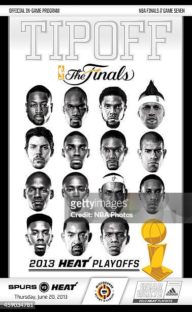 The Official In-Game Program is shown before the San Antonio Spurs and Miami Heat Game Seven of the 2013 NBA Finals on June 20, 2013 at American...