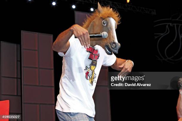 Shane Battier of the Miami Heat wears a horse mask during the NBA championship parade and rally on June 24, 2013 in Miami, Florida. NOTE TO USER:...