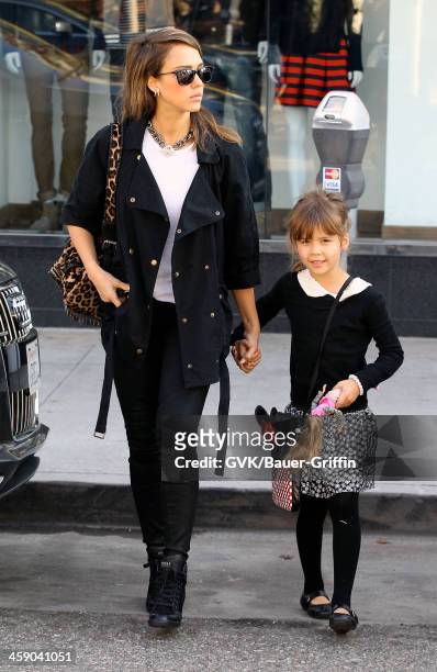 Jessica Alba and her daughter, Honor Warren, are seen on December 22, 2013 in Los Angeles, California.