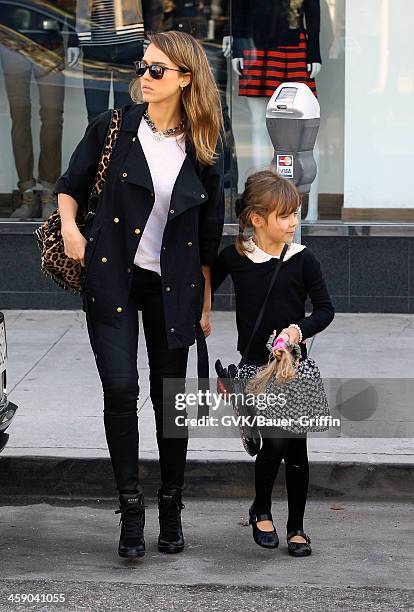 Jessica Alba and her daughter, Honor Warren, are seen on December 22, 2013 in Los Angeles, California.