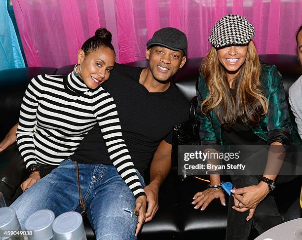 Actors Jada Pinkett Smith, Will Smith and TV personality Sheree Fletcher attend DJ AcE's birthday celebration Ghostbar Dayclub at the Palms Casino...