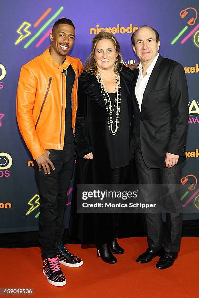 Nick Cannon, Nickelodeon President Cyma Zarghami and Viacom CEO Philippe Dauman attend the 2014 Nickelodeon HALO Awards at Pier 36 on November 15,...