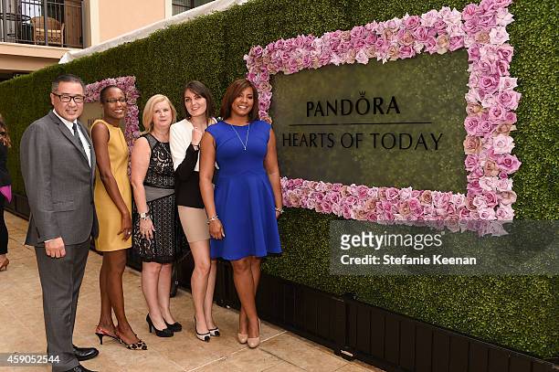 Darren Chen, Tracey Griffin, Kerry Crofy, Bianca Nesgaard and Keshia Holland attend PANDORA Hearts Of Today Honoree Luncheon at Montage Beverly Hills...