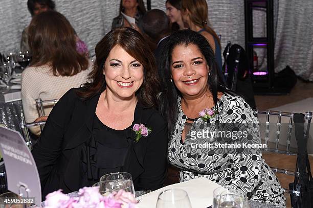 Krista Jones and Annette Roque attend PANDORA Hearts Of Today Honoree Luncheon at Montage Beverly Hills on November 15, 2014 in Beverly Hills,...