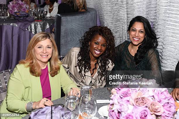 Pepper Schwartz, June Sarpong and Penny Abeywardena attend PANDORA Hearts Of Today Honoree Luncheon at Montage Beverly Hills on November 15, 2014 in...