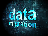 Words Data Migration on digital background