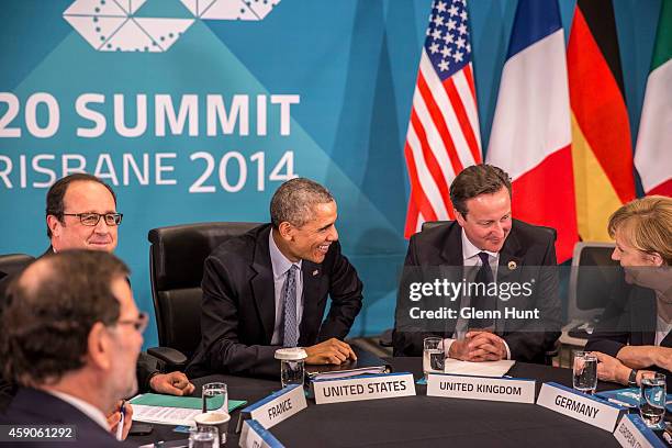 Spain's President Mariano Rajoy Brey, Italy's Prime Minister Matteo Renzi, President of France Francois Hollande, U.S. President Barack Obama,...